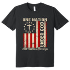 One Nation Under God Christian T-shirt, 250 Years of Blessing 1776 2026 Patriotic Tee