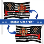 Patriotic Firefighter Cross Grommet Flag, Honoring 250 Years American Flag