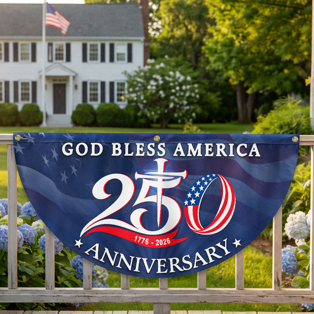Patriotic God Bless America 1776 2026 Flag, 250 Years Fan Flag Decor