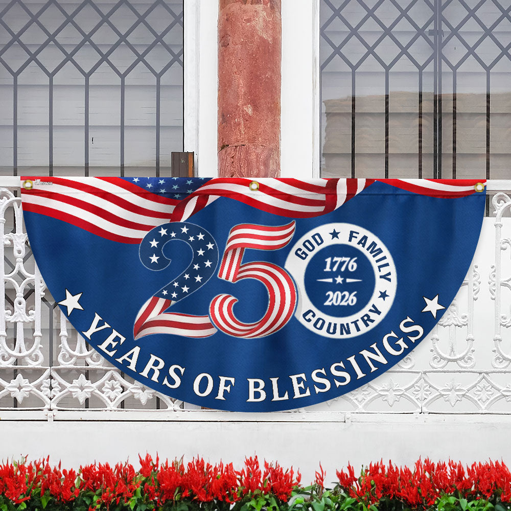 Patriotic American Flag God Family Country, 250 Years of Blessings Fan Flag Decor