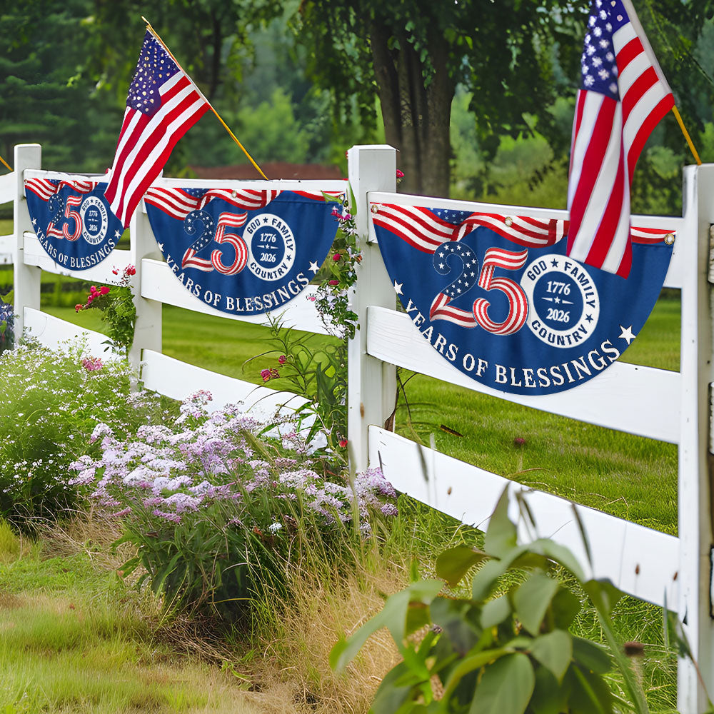 Patriotic American Flag God Family Country, 250 Years of Blessings Fan Flag Decor