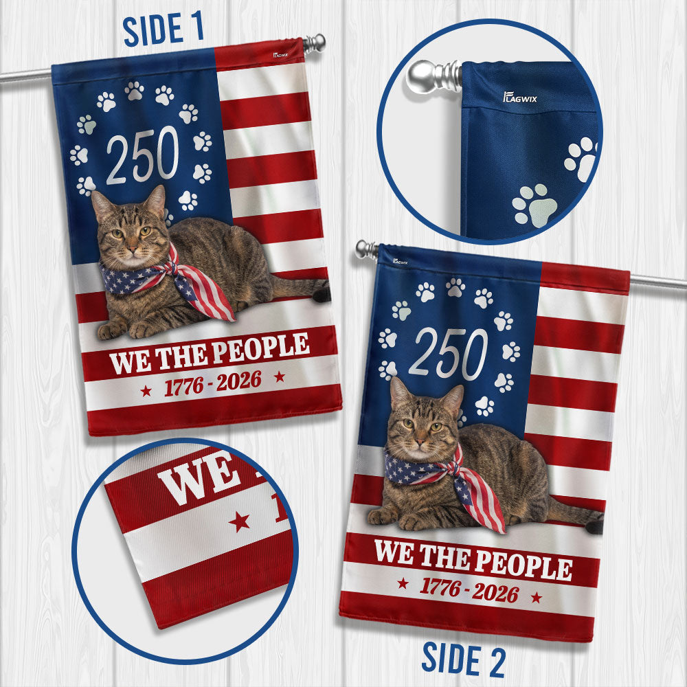 Patriotic Cat Garden Flag, 250 Years 1776 2026 Flag Decor for Cat Lover