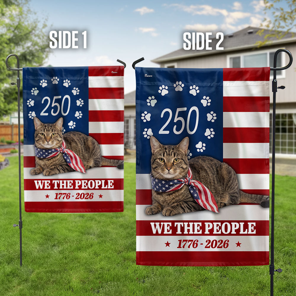 Patriotic Cat Garden Flag, 250 Years 1776 2026 Flag Decor for Cat Lover