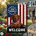 Patriotic Welcome Dog Garden Flag, 250 Years Dachshund Betsy Ross Flag Decor