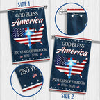 God Bless America Map Flag, 250 Years Semiquincentennial Christian Flag Decor