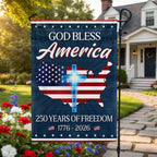 God Bless America Map Flag, 250 Years Semiquincentennial Christian Flag Decor