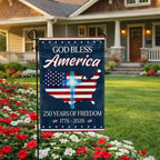 God Bless America Map Flag, 250 Years Semiquincentennial Christian Flag Decor