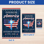 God Bless America Map Flag, 250 Years Semiquincentennial Christian Flag Decor