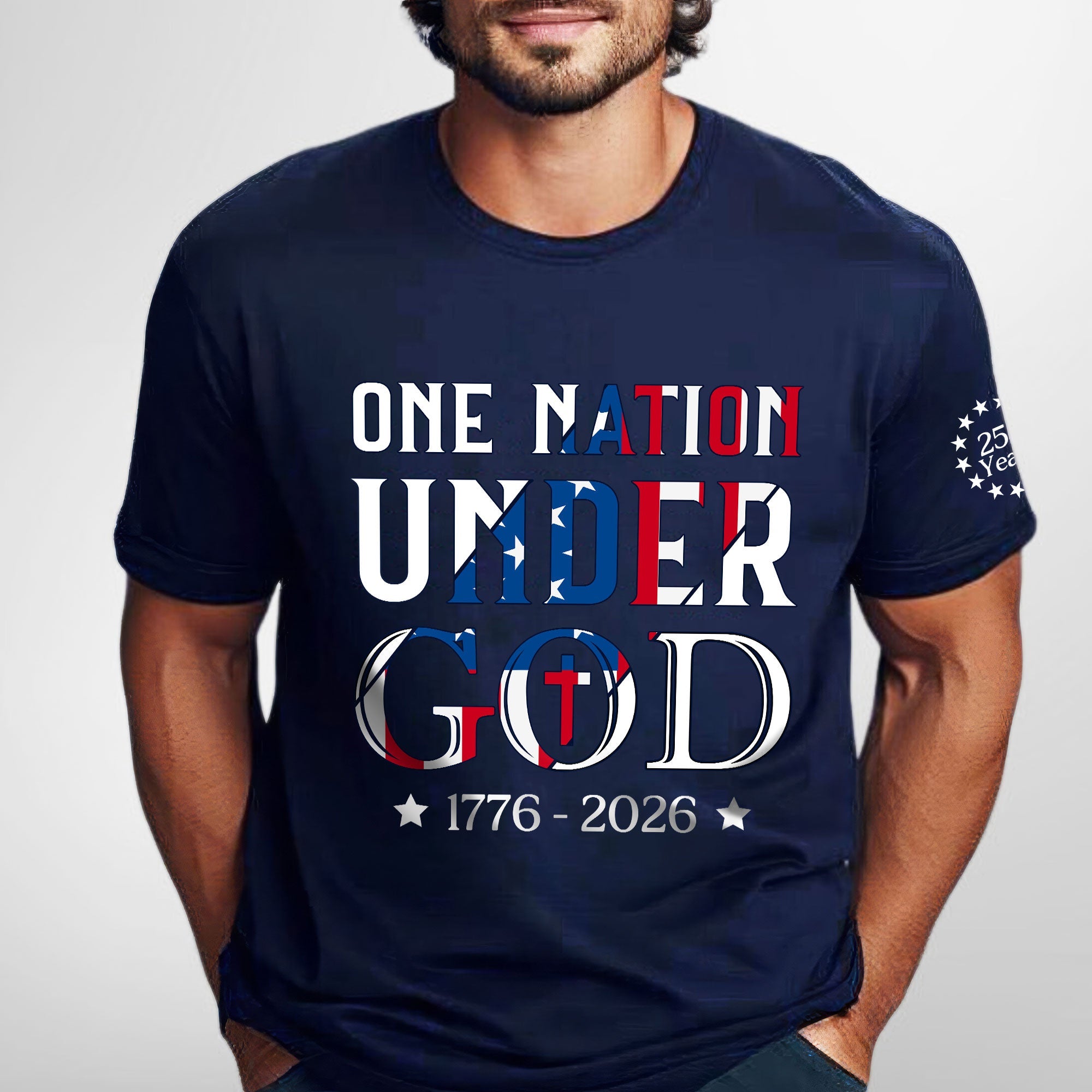 Patriotic One Nation Under God T-Shirt, 250 Years of America 1776 2026 Tee