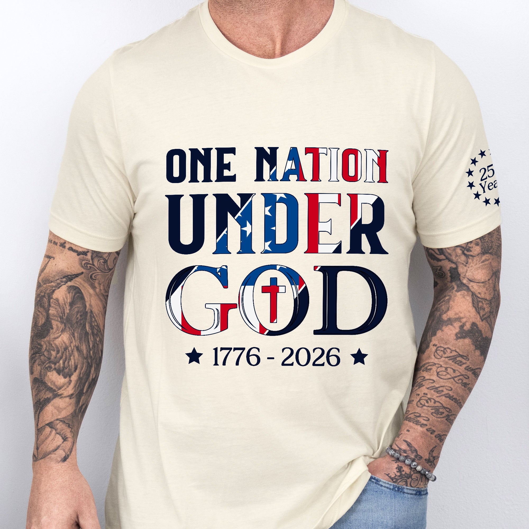 Patriotic One Nation Under God T-Shirt, 250 Years of America 1776 2026 Tee