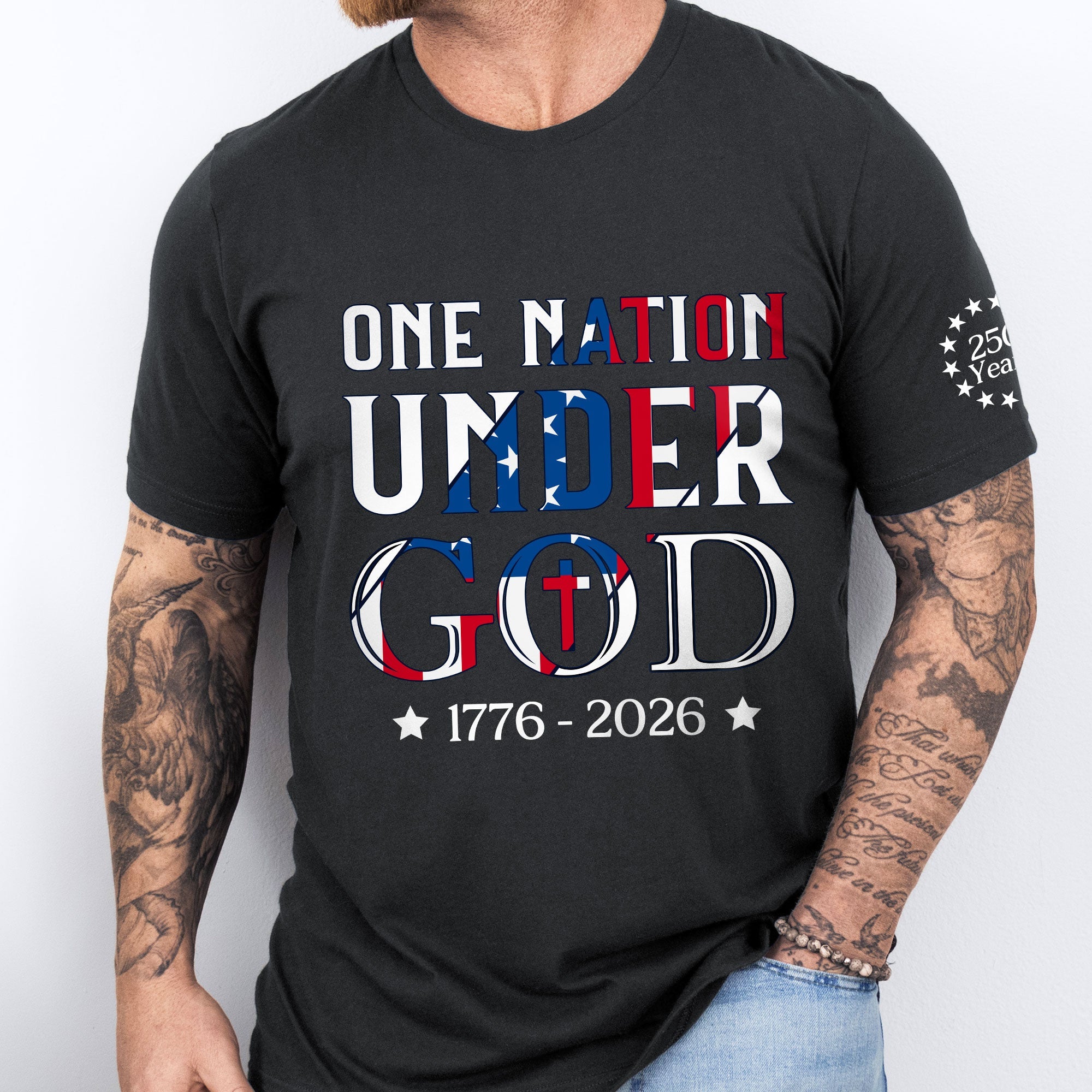 Patriotic One Nation Under God T-Shirt, 250 Years of America 1776 2026 Tee