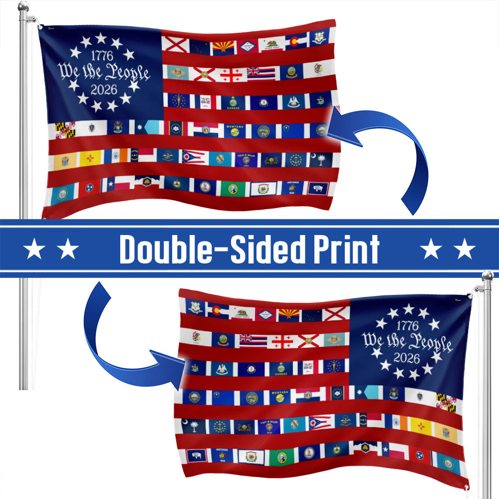 American Flag for 250th Anniversary, We The People 50 States Flag, 1776 2026 Grommet Flag