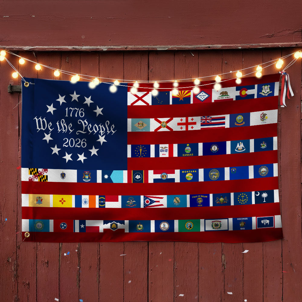 American Flag for 250th Anniversary, We The People 50 States Flag, 1776 2026 Grommet Flag