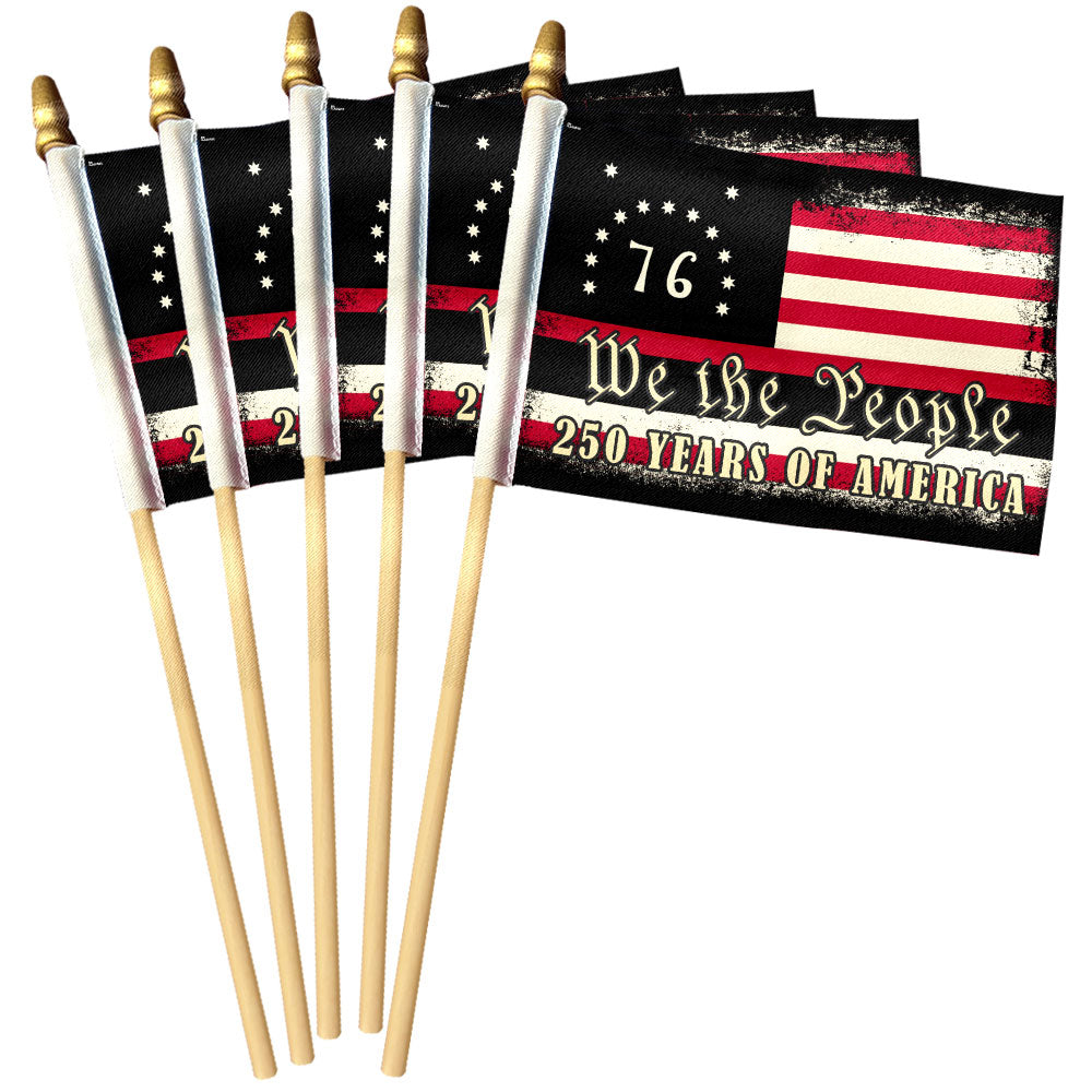 250 Years of Freedom Bennington Flag Parade, We The People 76 Handheld Flag for Decor