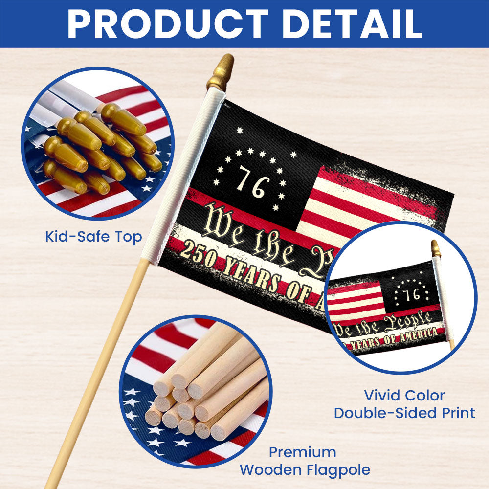 250 Years of Freedom Bennington Flag Parade, We The People 76 Handheld Flag for Decor