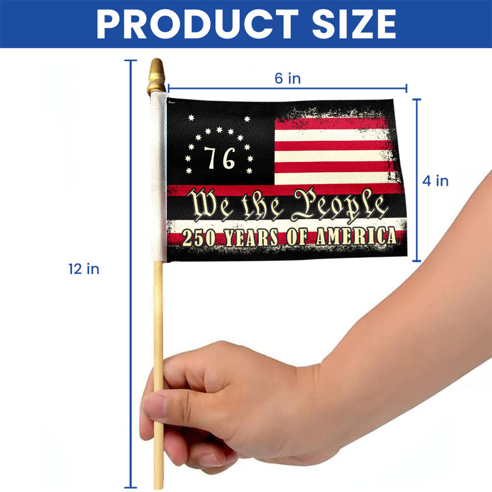 250 Years of Freedom Bennington Flag Parade, We The People 76 Handheld Flag for Decor