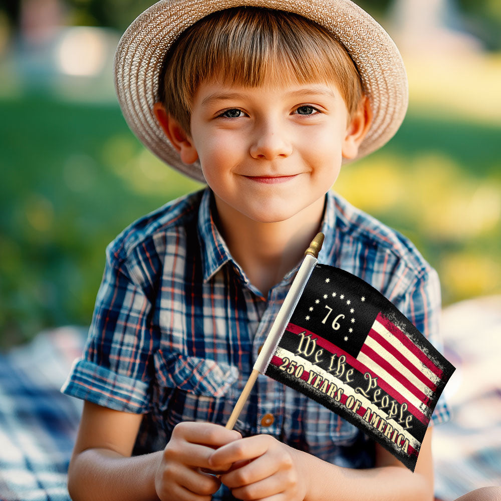 250 Years of Freedom Bennington Flag Parade, We The People 76 Handheld Flag for Decor