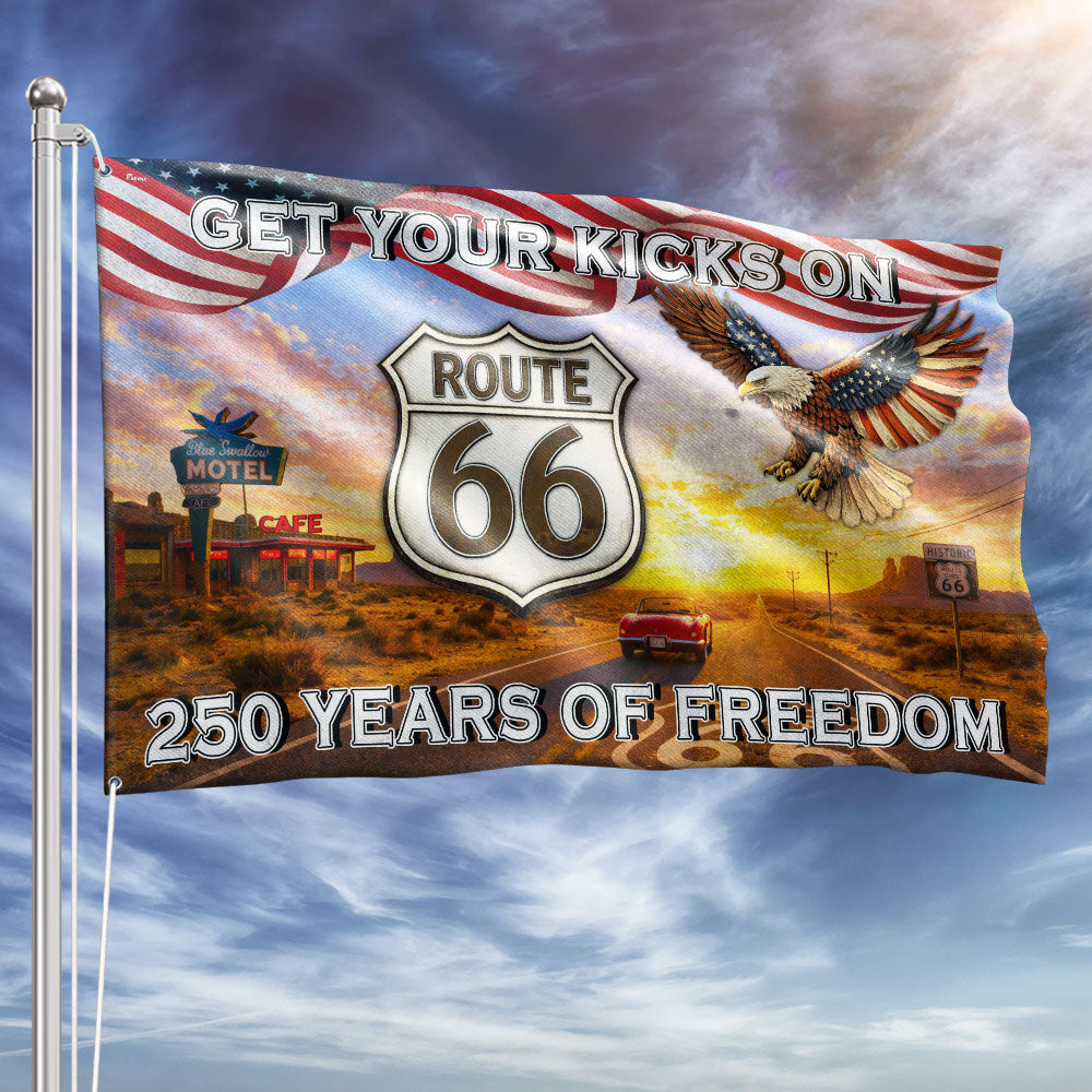 Get Your Kicks On Route 66 Decor, 250 Years of Freedom Vintage American Flag