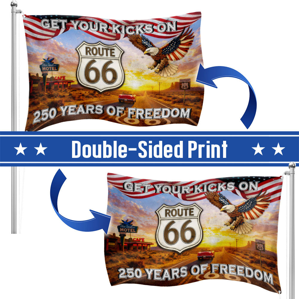 Get Your Kicks On Route 66 Decor, 250 Years of Freedom Vintage American Flag