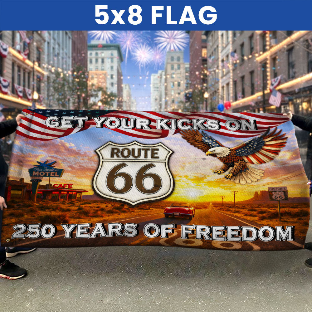 Get Your Kicks On Route 66 Decor, 250 Years of Freedom Vintage American Flag