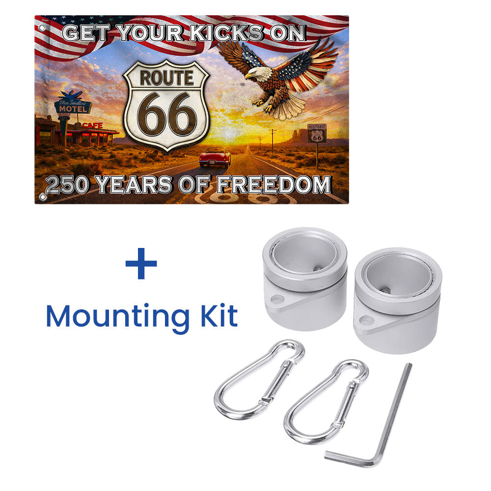 Get Your Kicks On Route 66 Decor, 250 Years of Freedom Vintage American Flag