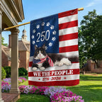Patriotic American Cat Garden Flag, 250 Years We The People 1776 2026 Flag Decor
