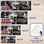 250 Years Of Blessing Fence Banner, One Nation Under Patriotic outdoor Flag