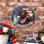 250 Years Labrador Retriever Hanging Sign, Patriotic American Dog Wooden Decor