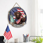 250 Years Labrador Retriever Hanging Sign, Patriotic American Dog Wooden Decor