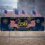 250 Semiquincentennial 1776 2026 Fence Banner, United States of America Patriotic outdoor Flag