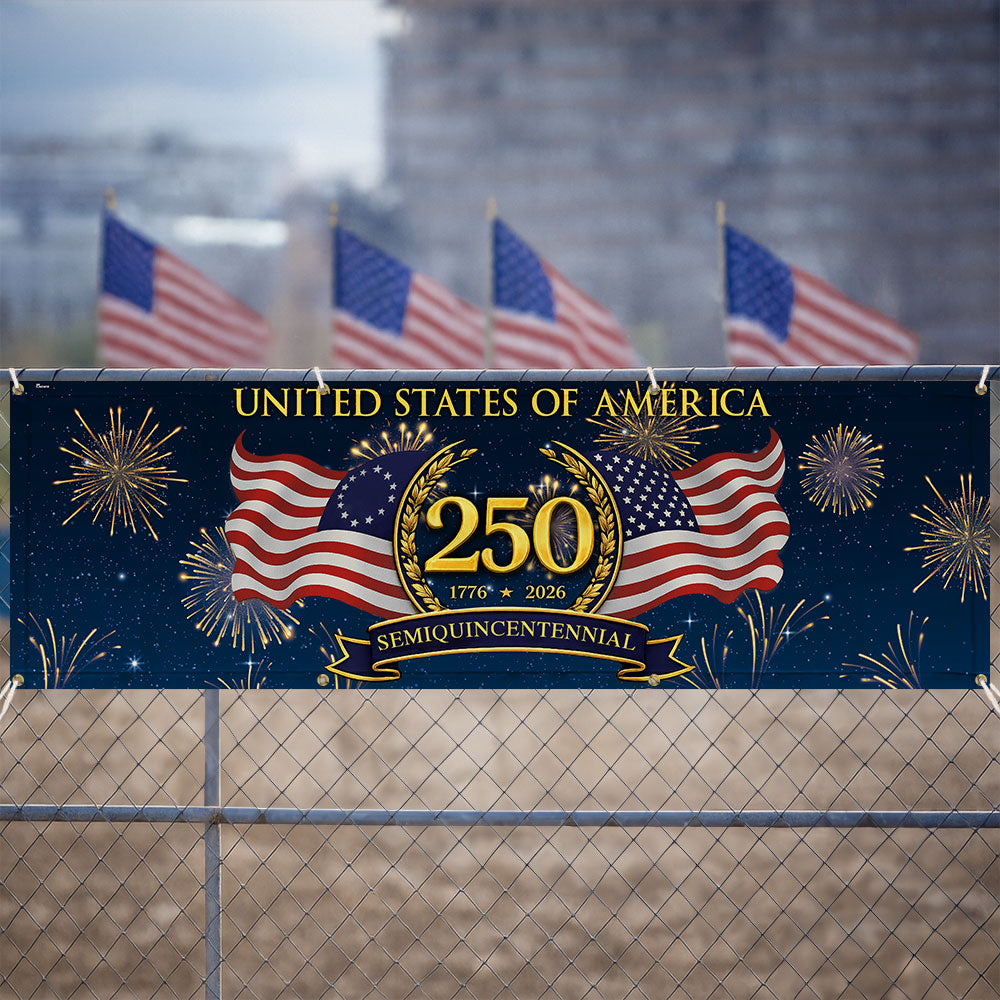 250 Semiquincentennial 1776 2026 Fence Banner, United States of America Patriotic outdoor Flag
