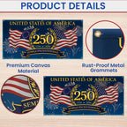 250 Semiquincentennial 1776 2026 Fence Banner, United States of America Patriotic outdoor Flag