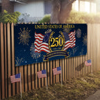250 Semiquincentennial 1776 2026 Fence Banner, United States of America Patriotic outdoor Flag
