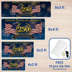 250 Semiquincentennial 1776 2026 Fence Banner, United States of America Patriotic outdoor Flag
