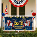 250 Semiquincentennial 1776 2026 Fence Banner, United States of America Patriotic outdoor Flag