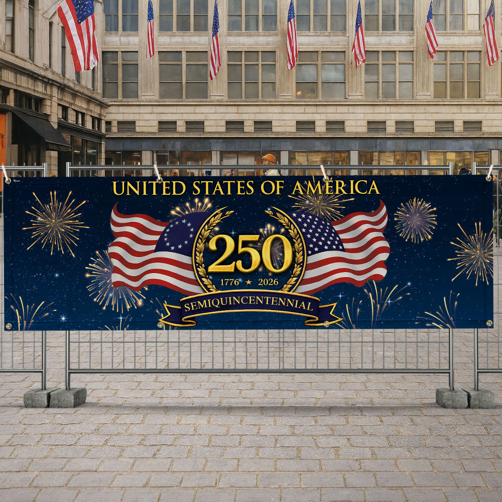 250 Semiquincentennial 1776 2026 Fence Banner, United States of America Patriotic outdoor Flag