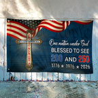 One Nation Under God Blessed to see 200 and 250 Flag, Bicentennial Semiquincentennial Christian Flag