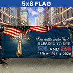 One Nation Under God Blessed to see 200 and 250 Flag, Bicentennial Semiquincentennial Christian Flag