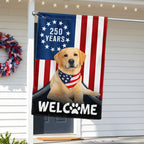 Patriotic Welcome Dog Garden Flag, 250 Years Labrador Retriever Flag Decor for Dog Lovers
