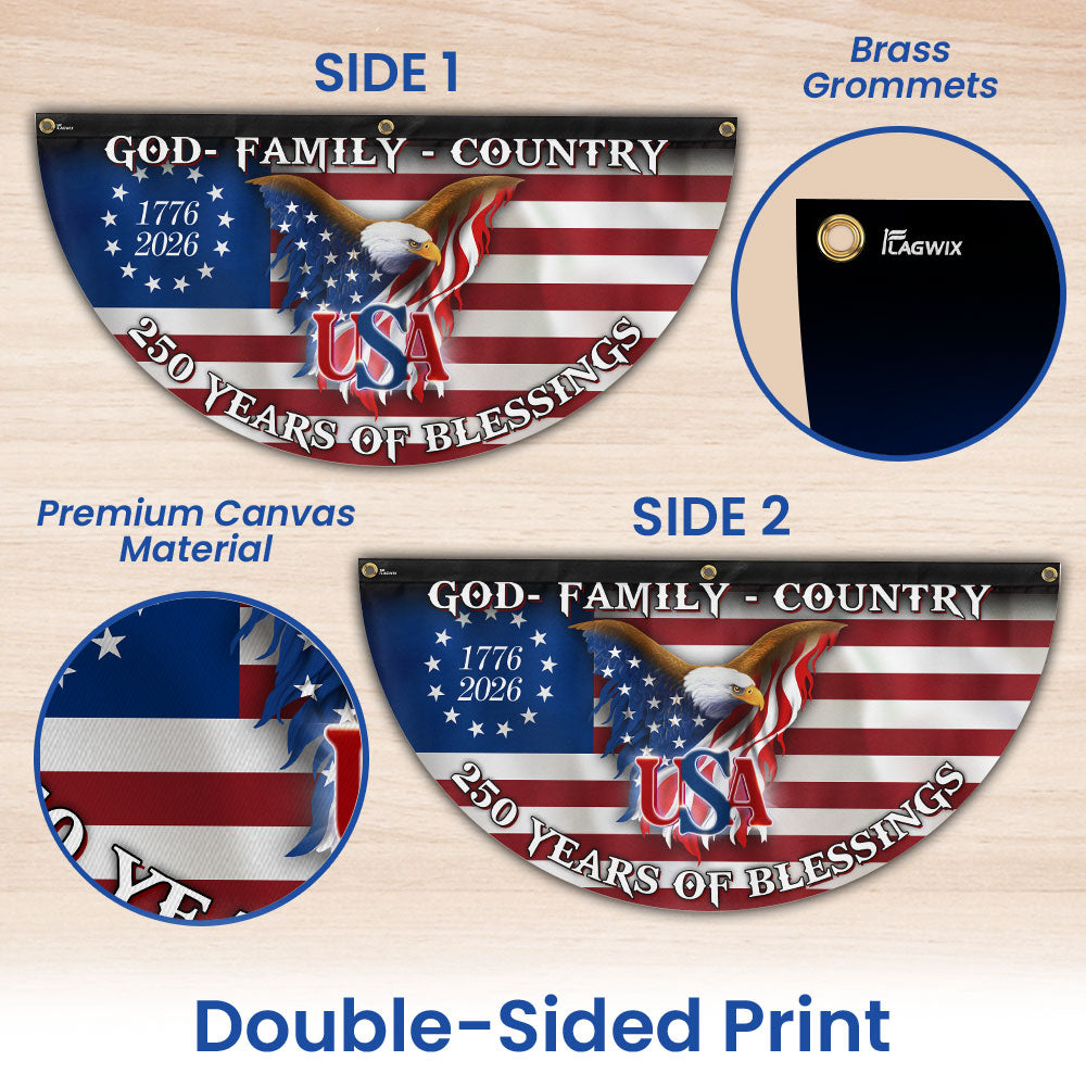 250 Years of Blessing 1776 2026 Fan Flag, God Family Country Patriotic Flag Decor