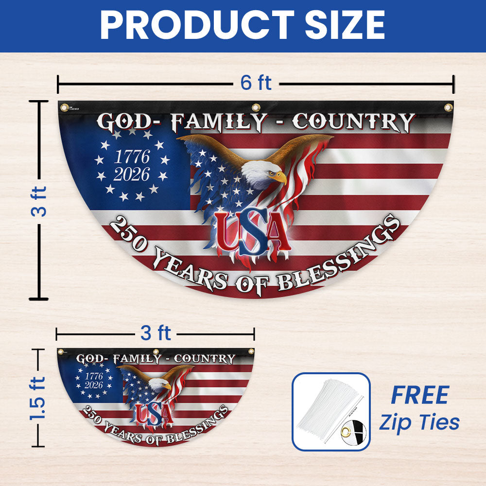 250 Years of Blessing 1776 2026 Fan Flag, God Family Country Patriotic Flag Decor
