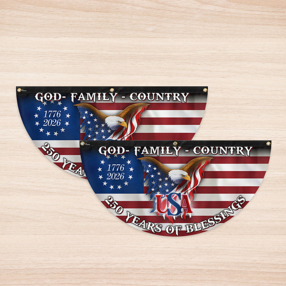 250 Years of Blessing 1776 2026 Fan Flag, God Family Country Patriotic Flag Decor
