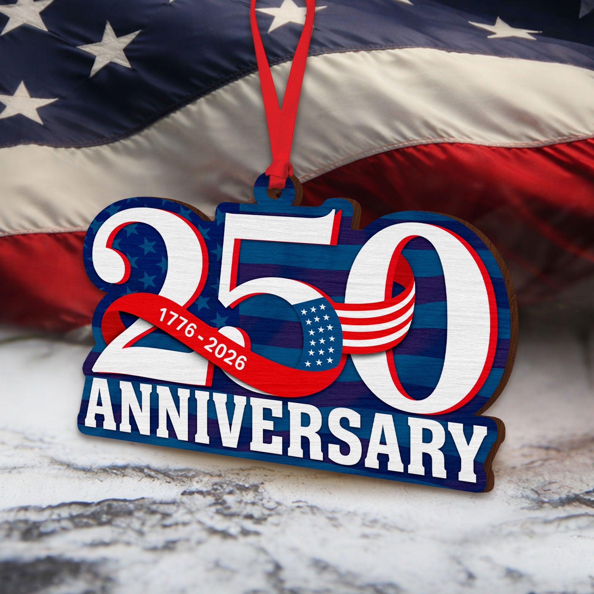 American Patriot Wooden Ornament, 250th Anniversary 1776 2026 Hanging Decor