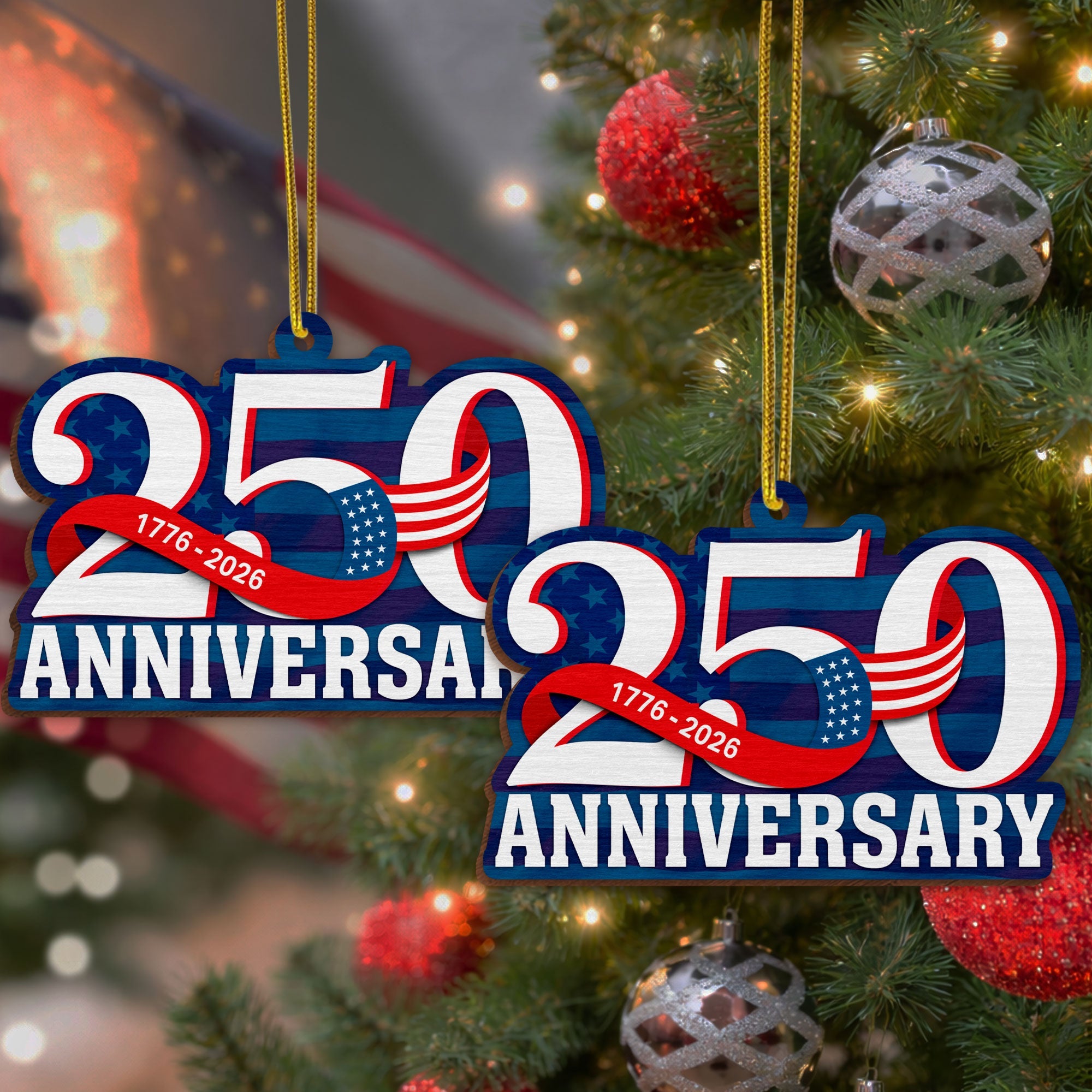 American Patriot Wooden Ornament, 250th Anniversary 1776 2026 Hanging Decor