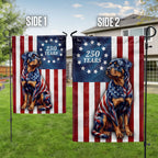 250 Years American Dog Garden Flag, Patriotic Rottweiler Betsy Ross Flag Decor