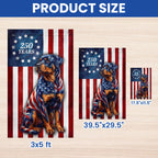 250 Years American Dog Garden Flag, Patriotic Rottweiler Betsy Ross Flag Decor
