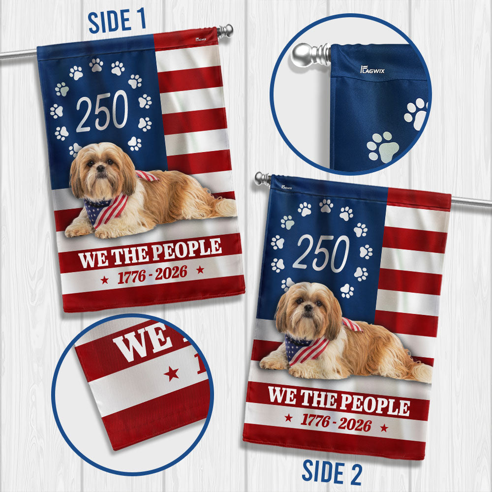 Patriotic American Dog Garden Flag, 250 Years Shih Tzu Dog 1776 2026 Flag