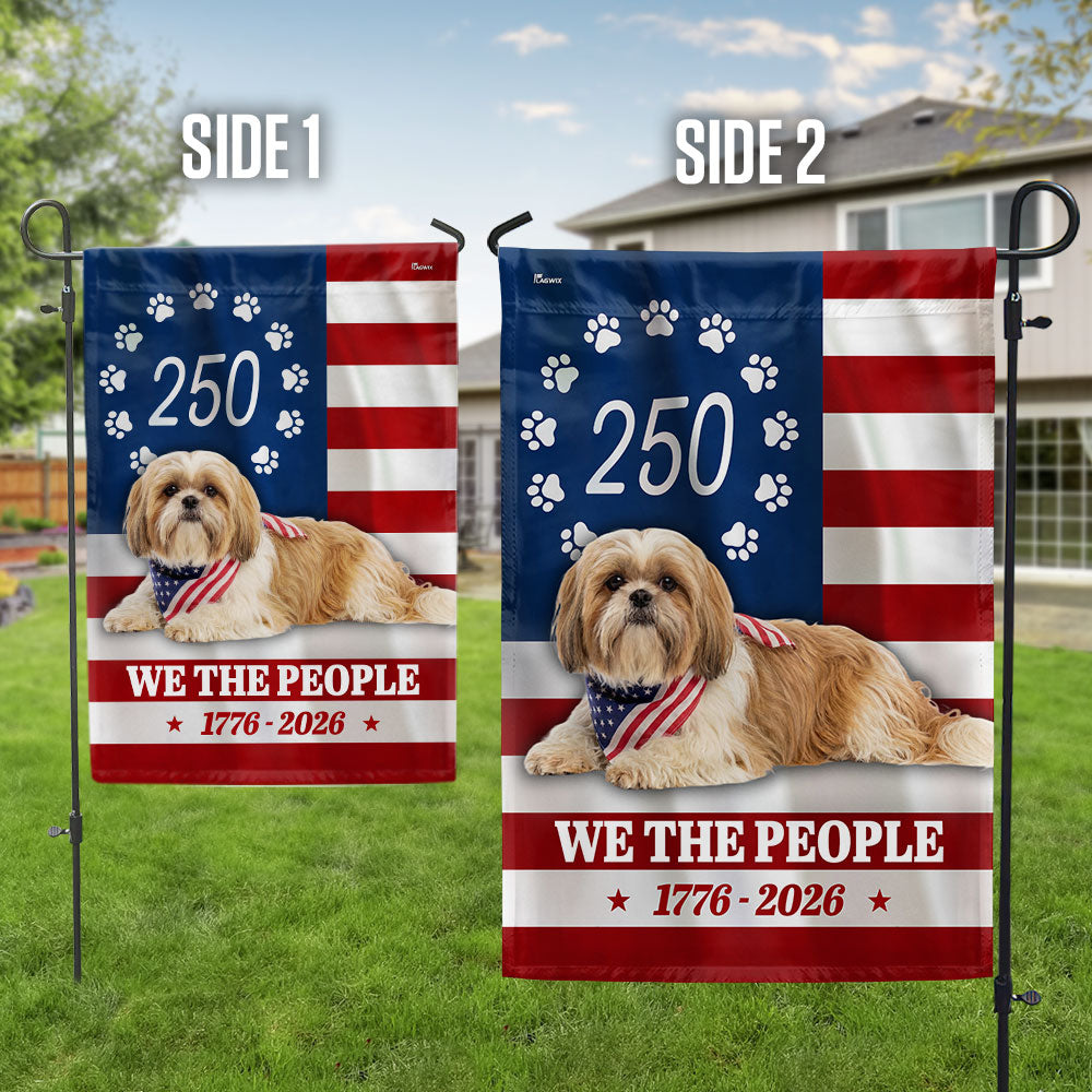 Patriotic American Dog Garden Flag, 250 Years Shih Tzu Dog 1776 2026 Flag