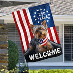 Patriotic Welcome Dog Garden Flag, 250 Years Yorkshire Terrier Flag Decor for Dog Lovers