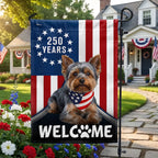 Patriotic Welcome Dog Garden Flag, 250 Years Yorkshire Terrier Flag Decor for Dog Lovers